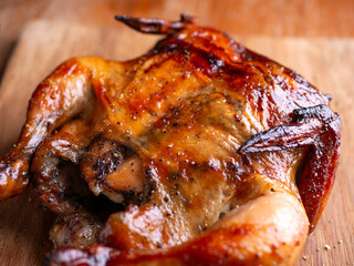 Crispy Roasted Whole Chicken Close-Up.