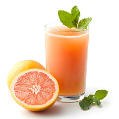 Refreshing grapefruit juice with a slice and mint leaves