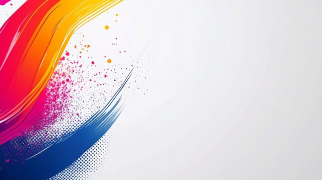 This modern image features a colorful background that includes colorful line elements, white space on the right-hand side of the screen, a white color scheme, and a medley of colorful stripes, dots,