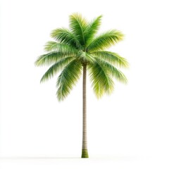 Lush Green Palm Tree Isolated on White Background with Sharp Details