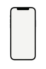 Modern smartphone with blank white screen isolated on transparent background