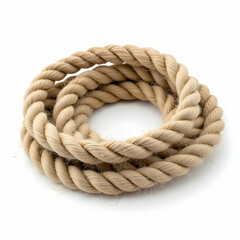 Obraz premium Coiled Natural Rope Twine Isolated on White Background for Crafts
