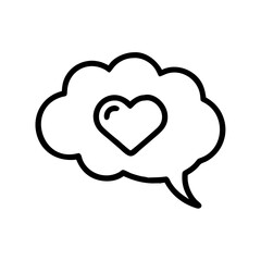 speech bubble with heart on transparent background for web and graphic design