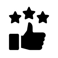 thumbs up with stars silhouette on transparent background for web and graphic design