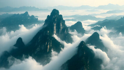 Misty mountains a serene landscape of harmony