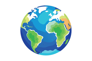 Fototapeta premium Cartoon world globe showing continents and oceans with a transparent background illustrates the planet