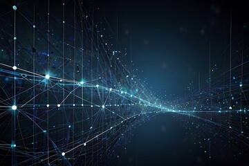 Abstract blue fractal waves glow with light and motion, a cosmic design pattern in virtual space