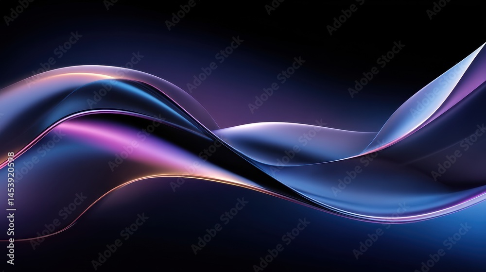 Poster abstract flowing waves of vibrant colors create a dynamic visual experience in dark space