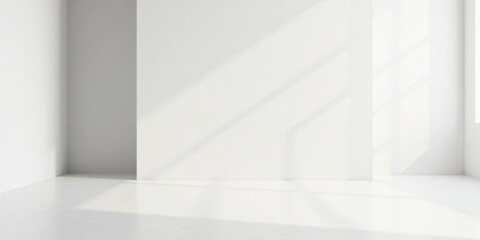 Serene Minimalist Room Corner with Sunlight Streaming Through a Window, Ideal for Product Displays and Interior Design Presentations