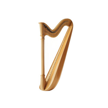 recommend clip art: Elegant Wooden Harp Isolated on Black Background