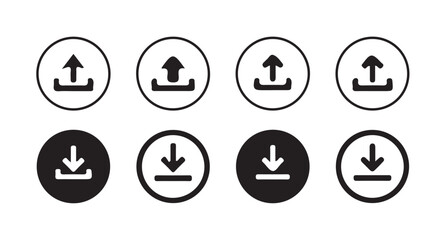 Download icon set. download icon Collection. download sign and symbol.Files download and upload icons symbol in line and flat style on white background.vector illustration eps 10.