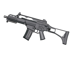Vector Gray Machine Gun Handgun Illustration with transparent background