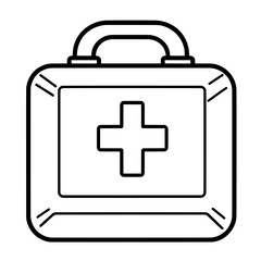 Obraz premium Detailed First Aid Kit Icon with Handle and Medical Cross Symbol for Healthcare Services