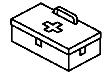 First Aid Box Line Art Vector Illustration 