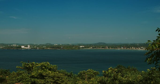 Galle cityscape, Sri Lanka. Laccadive sea and horizon view coast near city. Insee Cement - Galle Cement Works, Beach of Bonavista and hotels