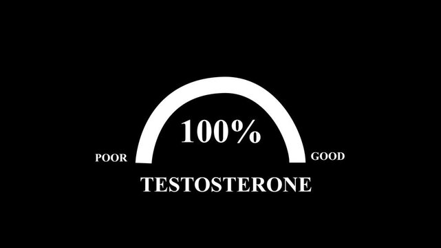 Testosterone level metering. Testosterone hormone speedometer, indicators. Testosterone Level Meter, measuring scale. Hormone Testosterone speedometer indicator. 4k video.