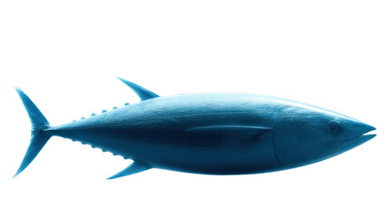 Fototapeta premium Bluefin Tuna Side View: A majestic bluefin tuna, depicted in a vibrant blue hue, swims gracefully through the depths, its powerful physique and sleek lines radiating an aura of strength and agility.