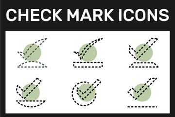 check mark color shape line dotted icons set, line icon with pop of color, icon sheet, icon set, eco friendly, natural, pure sign . 