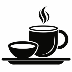 Coffee cup with plate vector on white background.