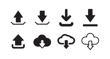 Download upload button icon. Upload icon. Down arrow bottom side symbol. Click here button.Cloud download and upload icon set.cloud arrow vector line art icon symbol. vector illustration eps 10.
