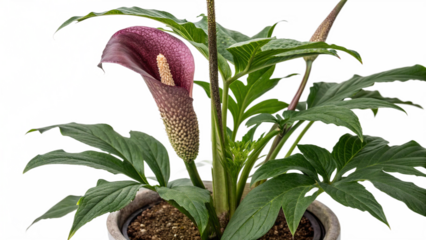 Herbal plant Amorphophallus konjac on white or transparent background