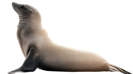 Naklejka premium Elegant Seal in Contemplation: An elegant seal gracefully poses, its sleek form catching the sunlight, evoking serenity and curiosity within a simple, captivating composition.