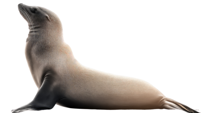 Elegant Seal in Contemplation: An elegant seal gracefully poses, its sleek form catching the sunlight, evoking serenity and curiosity within a simple, captivating composition.