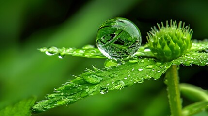 Nature's Crystal Ball: Verdant Leaf Globe Reflecting Lush Greenery