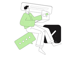 Communicate with consultants flat vector character concept operation hand drawn illustration
