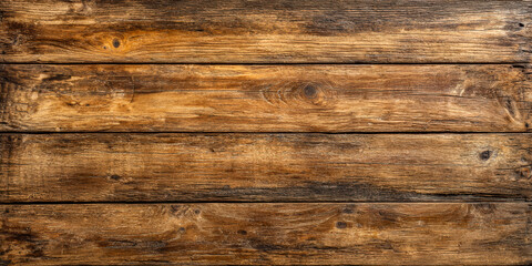 Naklejka premium Wooden textured plank board background, showcasing the natural grain and knots of the wood. The planks are arranged horizontally, with a rustic and aged appearance