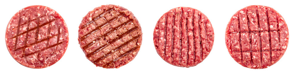 Obraz premium Grilled Burger Patties Transparent Background PNG Set for Restaurant Menus and Food Blogs