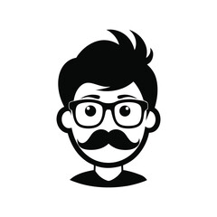 Fototapeta premium Nerd Glasses and Mustache icon sign of silhouette vector illustration on white background
