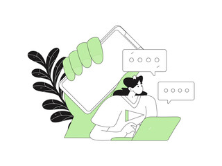 Communicate with consultants flat vector character concept operation hand drawn illustration
