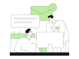 Communicate with consultants flat vector character concept operation hand drawn illustration
