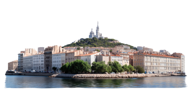 Scenic Marseille: a picturesque coastal city, captured in a stunning visual, showcasing a blend of traditional architecture and natural beauty. a captivating view of a unique travel destination.