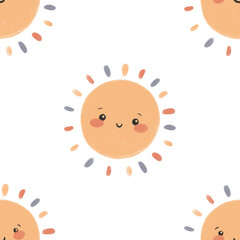 Seamless pattern design. Sun print. Repeat pattern for kids clothes