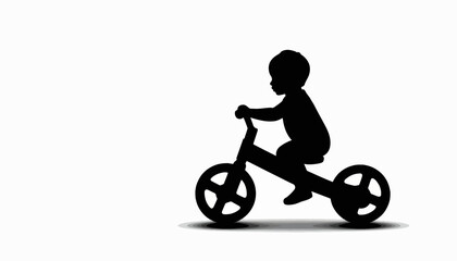 Fototapeta premium Silhouette of a toddler joyfully riding a tricycle, playful childhood