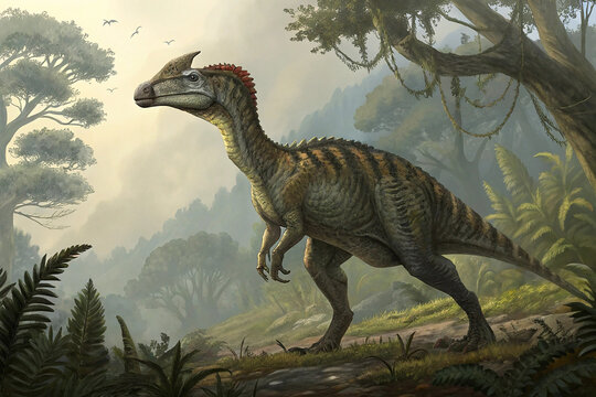Illustration of a duckbill dinosaur