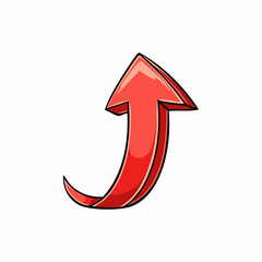 red arrow up line hand drawn on white isolated background vector icon