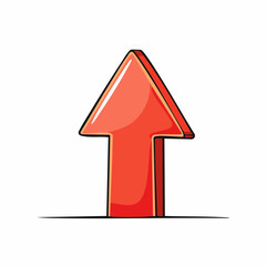 Fototapeta premium red arrow up line hand drawn on white isolated background vector icon