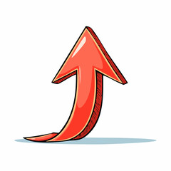 red arrow up line hand drawn on white isolated background vector icon