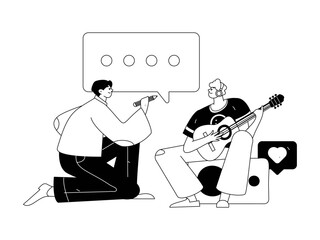 Communicate with consultants flat vector character concept operation hand drawn illustration
