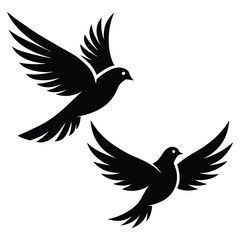 Pigeon Silhouette – Bird Flying or Standing Vector Illustration