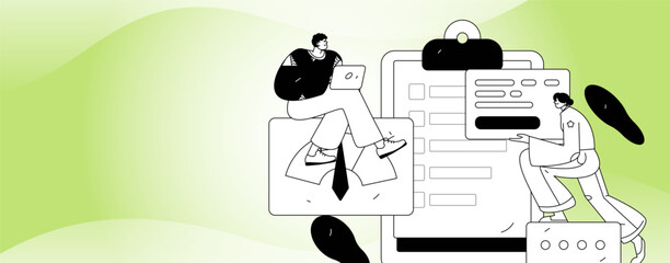 Communicate with consultants flat vector character concept operation hand drawn illustration
