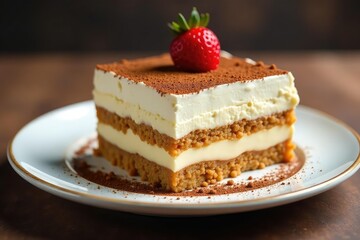 Classic tiramisu dessert, layered and delicious, ladyfingers, studio shot, treat
