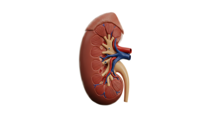 Human Kidney Anatomy Model Isolated on Transparent Background
