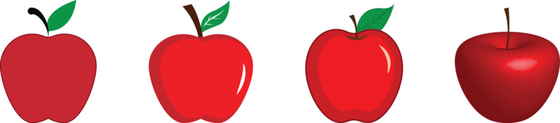 Red apple set. Red apple set vector illustration
