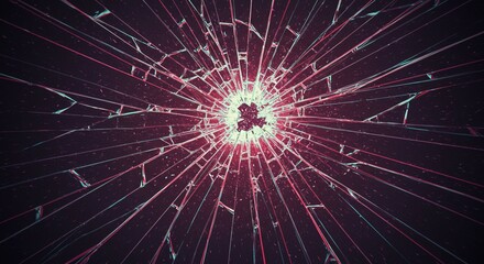 Obraz premium Shattered Glass Texture Abstract Red and Teal Cracked Glass Background