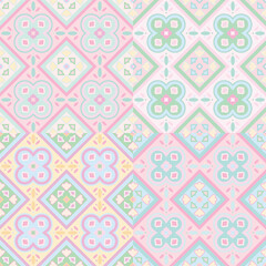 Vintage pink floral seamless pattern with heart and damask elements for textile or wedding design