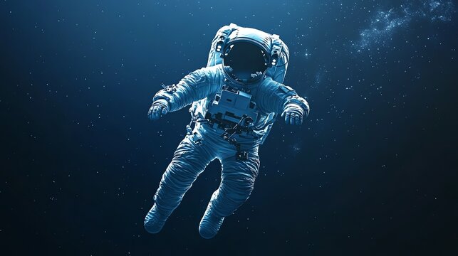 Digital illustration of an astronaut floating in a dark, watery expanse.